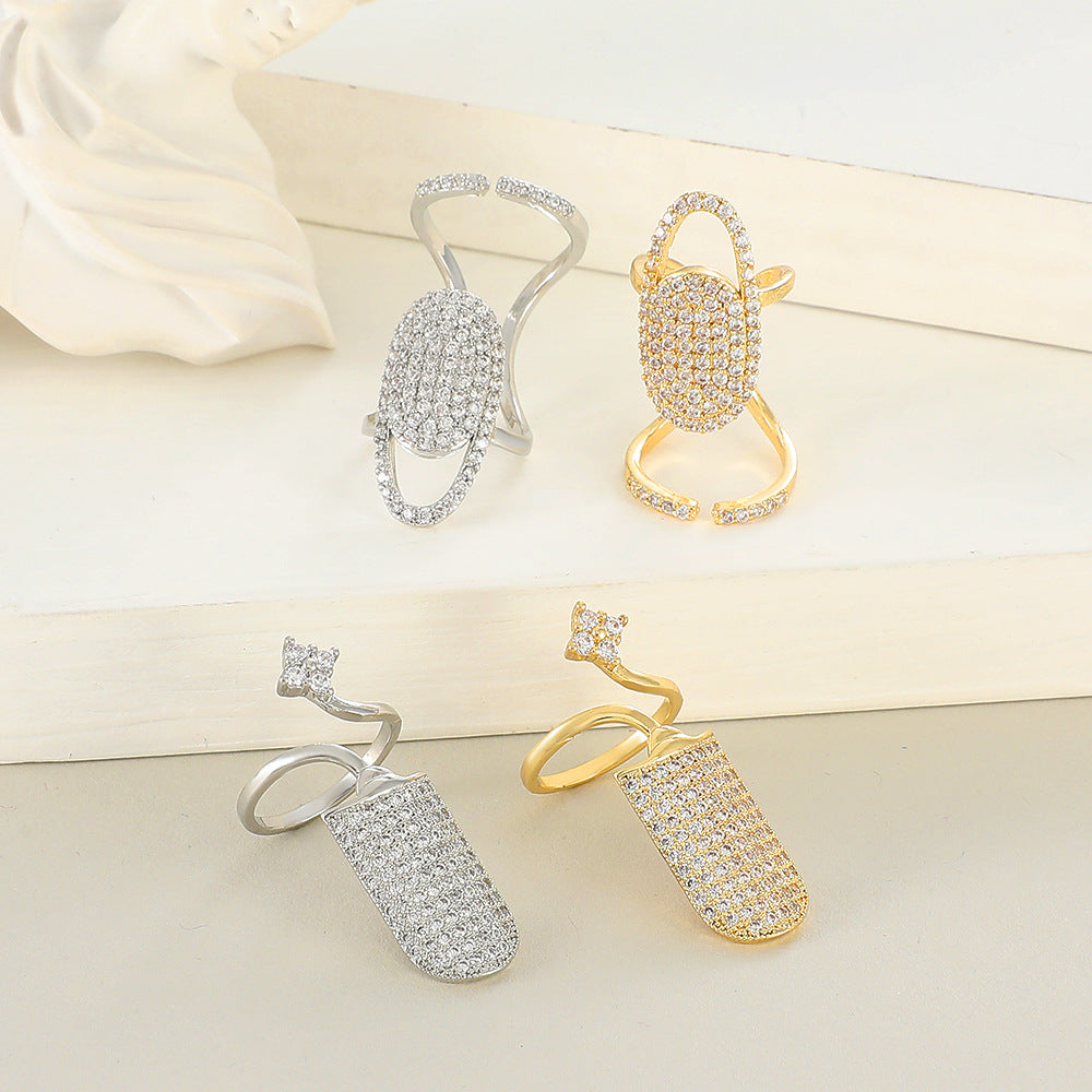 Geometric Diamond Open Nail Ring Temperament Manicure Set Ring