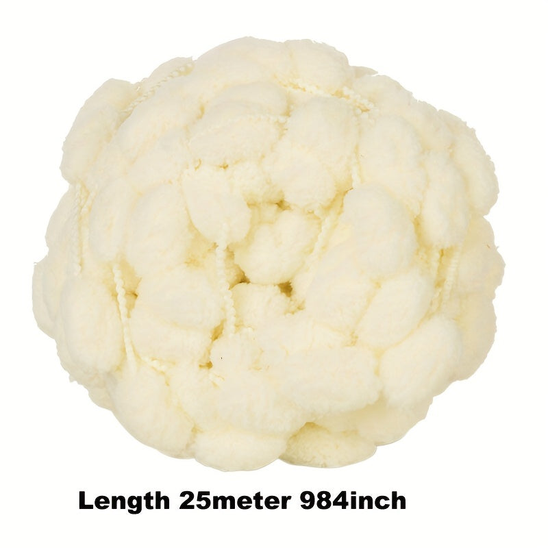 Colorful Thick Ball Yarn Rainbow Pom Pom Polyester Yarn 130g 25m 984in