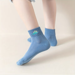 5 Pairs Dino Embroidery Socks for Kids Teen