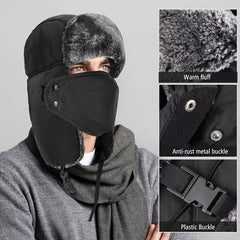 Classic Winter Hat with Ear Block, Chin Strap and Wind Mask