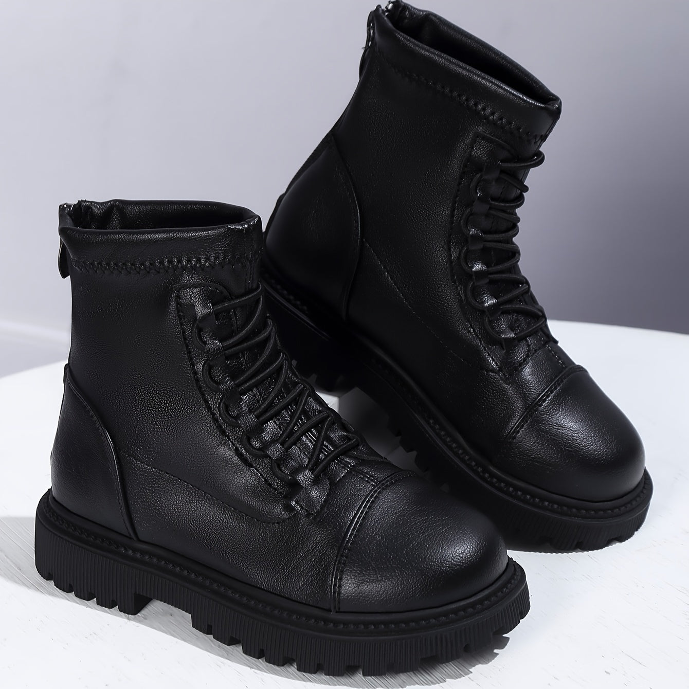 Vintage Solid Boots With Zipper For Girls