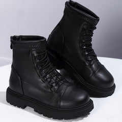 Vintage Solid Boots With Zipper For Girls