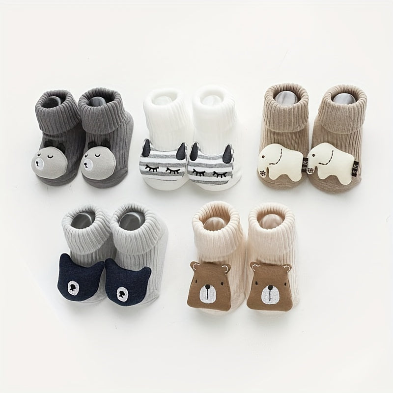Cartoon Elephant Decor Cotton Non Slip Toddler Socks