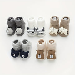 Cartoon Elephant Decor Cotton Non Slip Toddler Socks