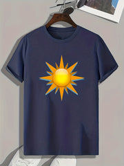 Sun Pattern Print Men's Sports T-shirt Graphic Tee For Fitness Activities