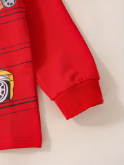 Boys Racing Car Print Sweatshirt Long Sleeve Crew Neck Tops