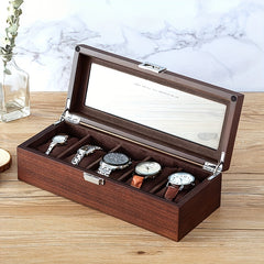 5 Grid Retro Wooden Watch Box Display Jewelry Bracelet Necklace Storage