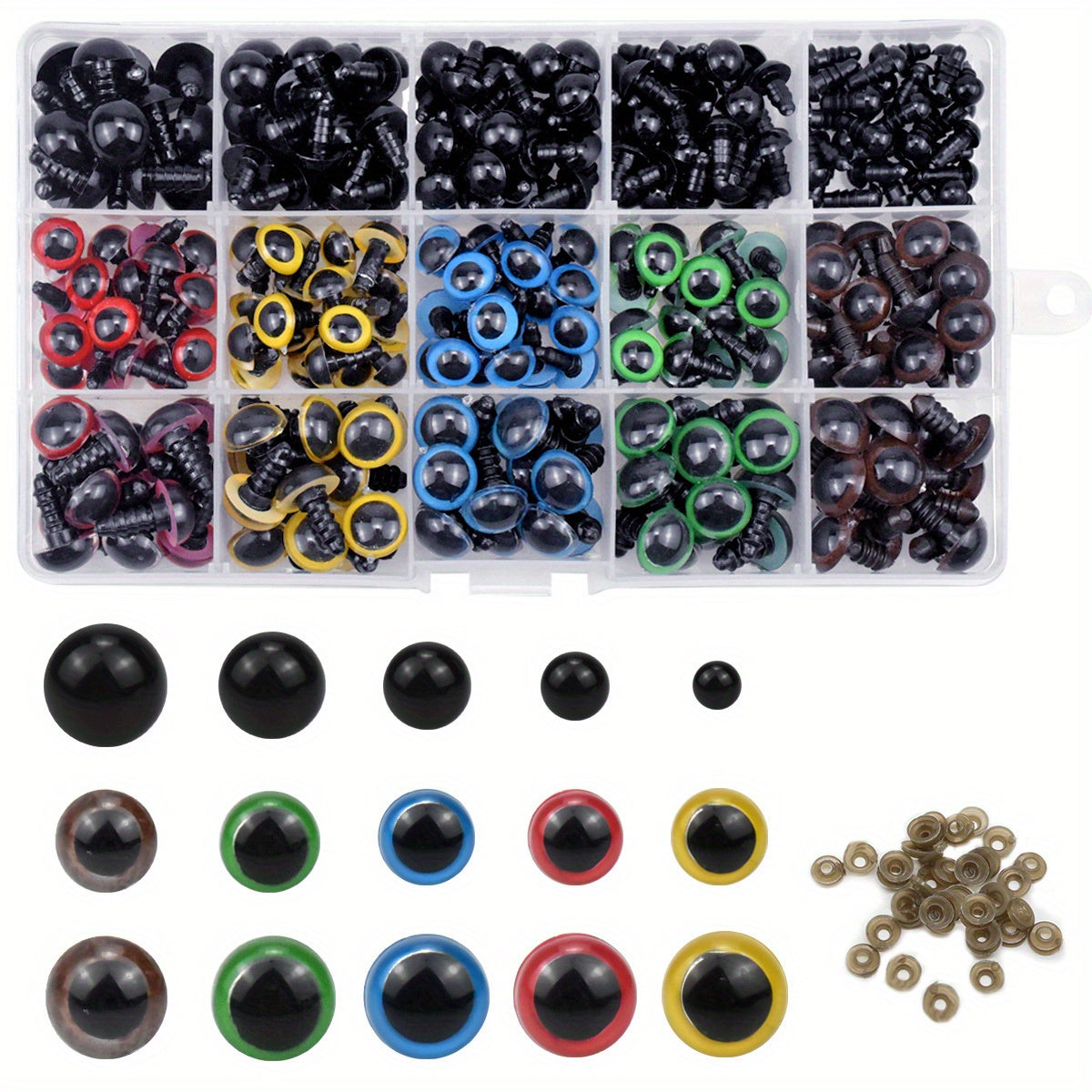 310pcs Colorful Plastic Safety Eyes for Doll Making - 6-12MM Size
