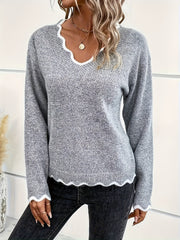 Casual Sweater Women's Plus V Neck Jumper