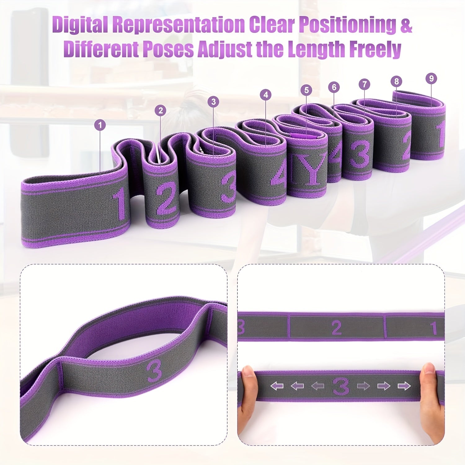 Yoga Elastic Band 9 Grids Fitness Resistance Band for Pilates Training