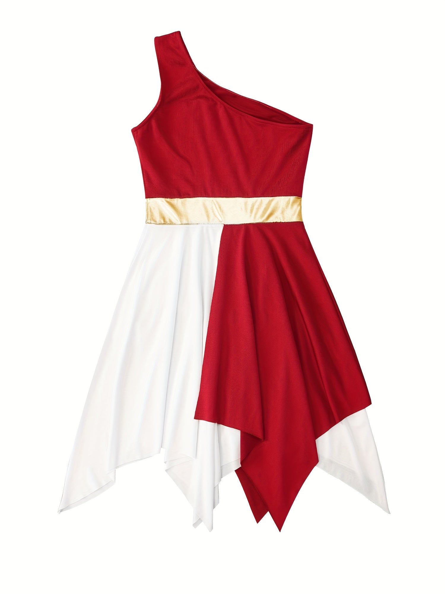 Girls Shoulder Asymmetrical Praise Dance Dress Worship Lyrical Dance