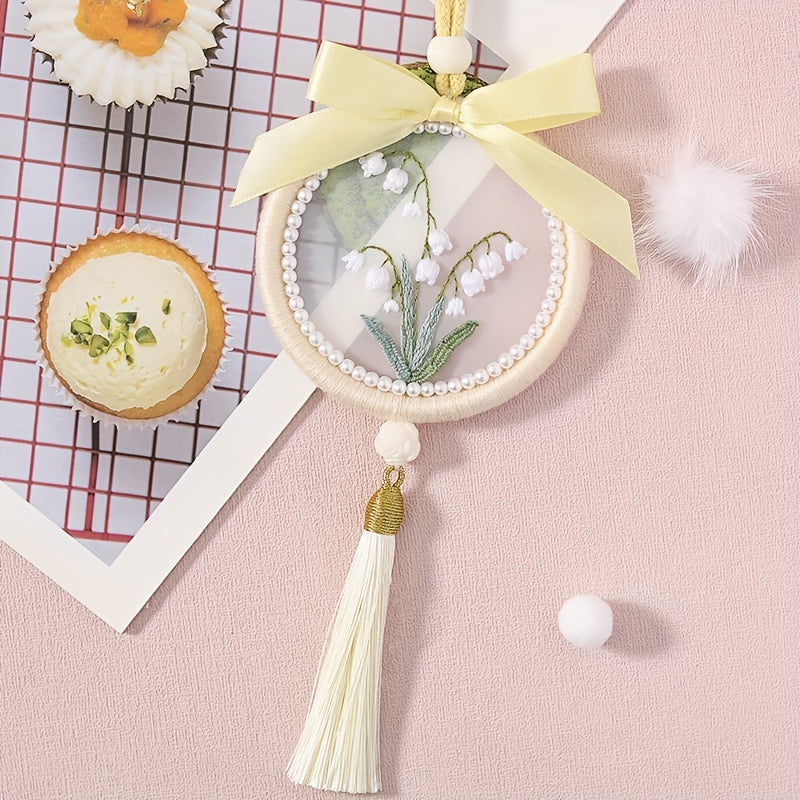 Embroidery DIY Pendant Kit - Flower Design