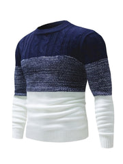 Men's Knitted Cable Sweater Warm Crew Neck Pullover for Fall Winter