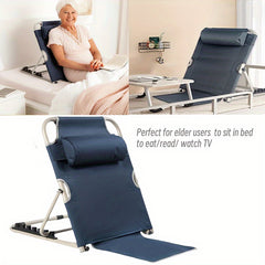 Foldable Lazy Chair Lounger with Headrest Adjustable Angle Bed Backrest Support