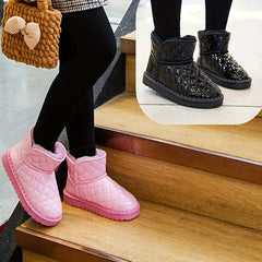 Girl's Solid Snow Boots Warm Fleece Cozy Non slip Ankle Boots