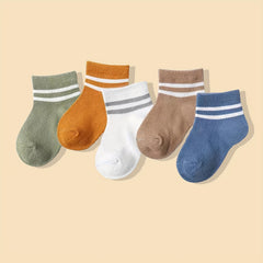 5pairs Boys Striped Casual Ankle Socks for Kids