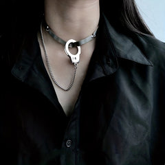 Gothic Punk Handcuffs Collarbone Chain Necklace