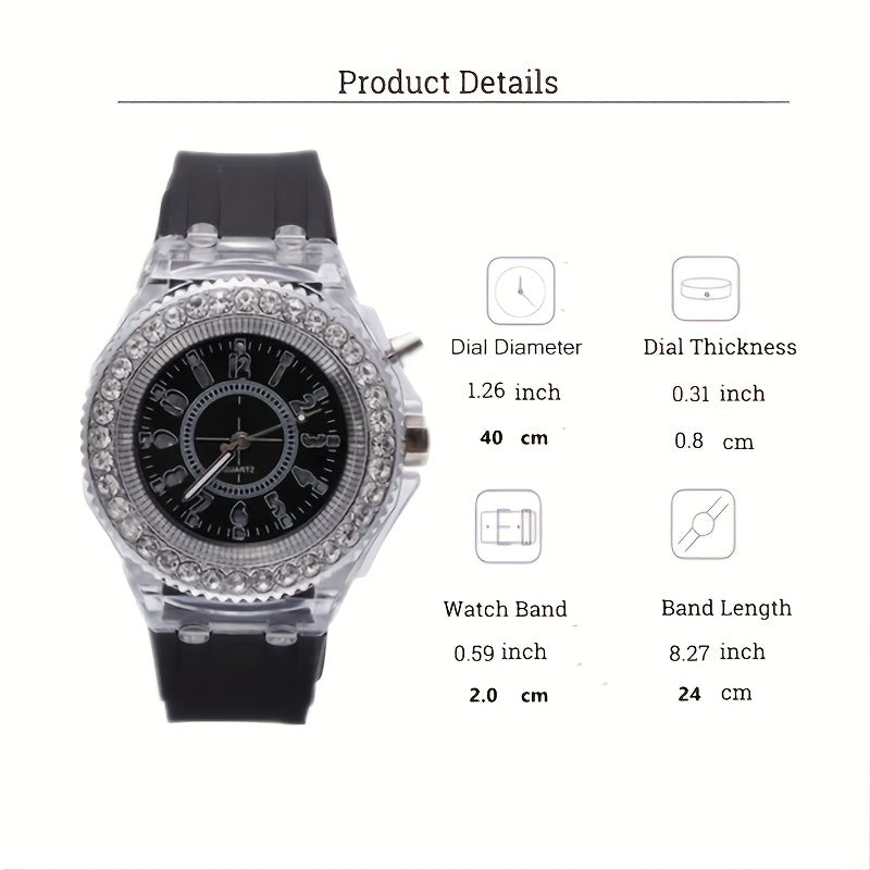 Night Light LED Children's Watch with Rhinestones