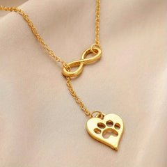 Heart Shaped Dog Claw Pendant Necklace for Girls