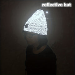 Reflective Beanie Cap Skullies Warm Knit Hat Windproof Unisex