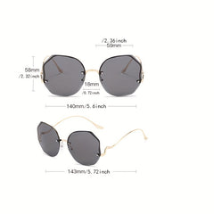 Polygon Rimless Polarized Sunglasses Gradient UV Protection Glasses