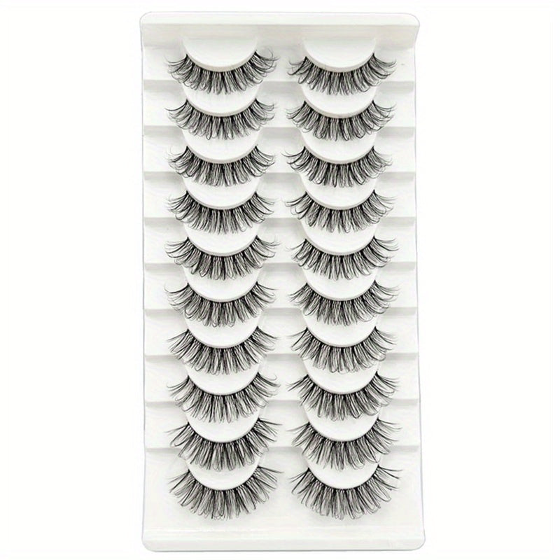 10 Pairs Natural Cross Volume False Eyelashes D Curling