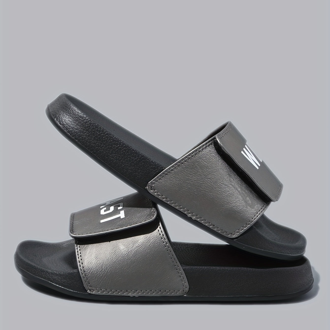 Men's Hook And Loop Fastener Slides Casual Non Slip Slippers