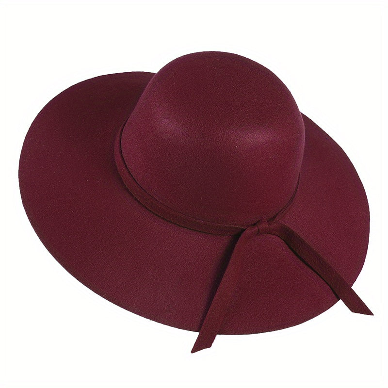 Felt Fedora Cap Wide Brim Solid Floppy Sun Hat Outdoor Travel Beach Hats