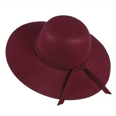 Felt Fedora Cap Wide Brim Solid Floppy Sun Hat Outdoor Travel Beach Hats