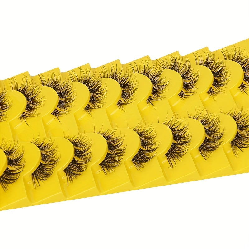 10 Pairs Fluffy Wispy Cat Eye Lashes Natural Cluster False Eyelashes
