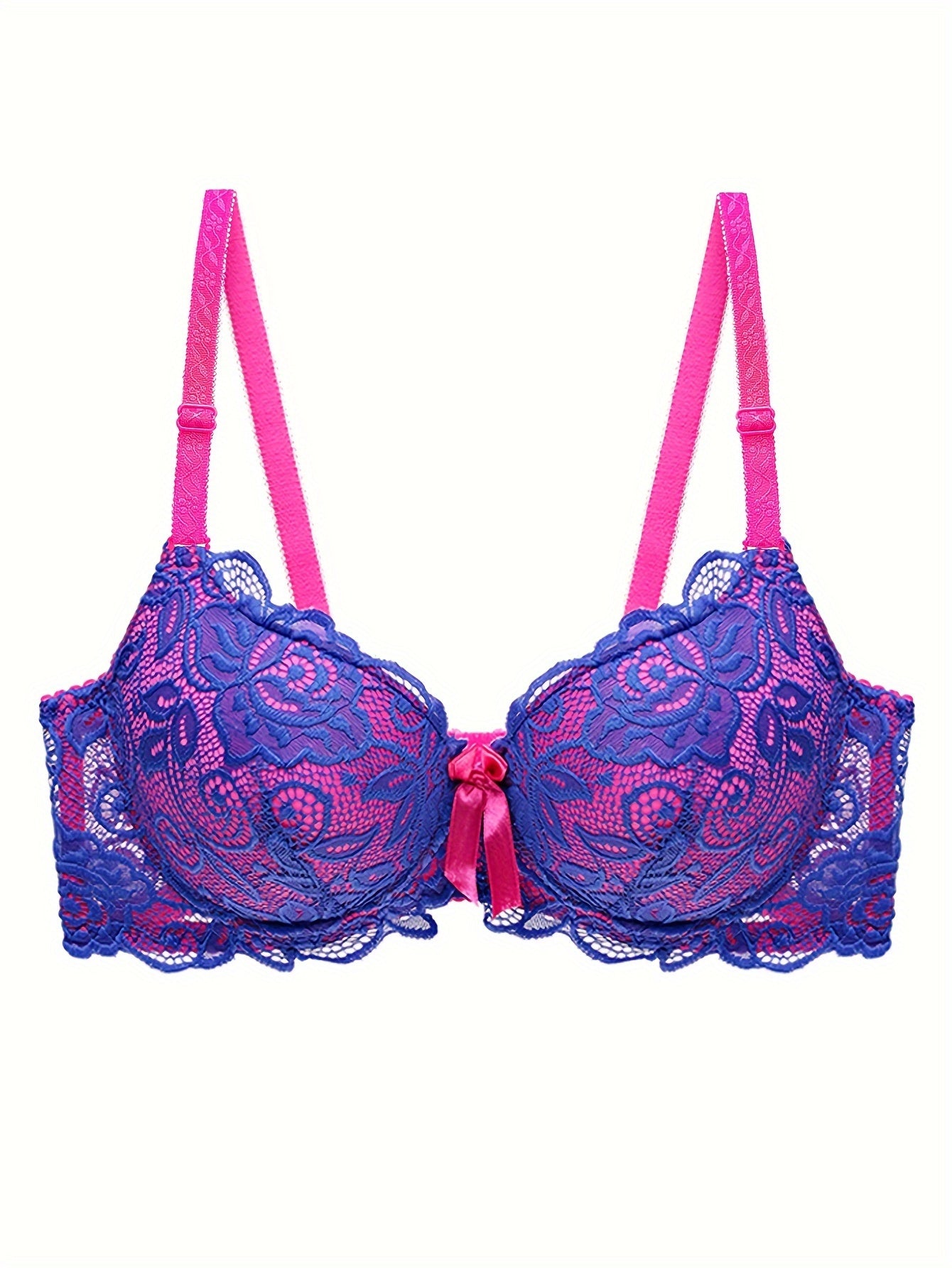 Lace Push Up Bra Colorblock Bow Women's Lingerie