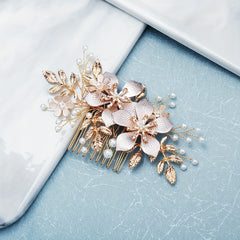 Flower & Pearl Hair Comb Bridal Wedding Headwear