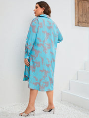 Tie Dye Button Up Long Sleeve Shirt Dress