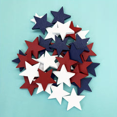Mini Wood Stars Decorations Vase Filler Bowl Fillers Red Stars for 4th of July