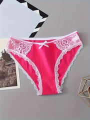 6pcs Lace Briefs Comfy Stretchy Intimates Panties Women's Lingerie