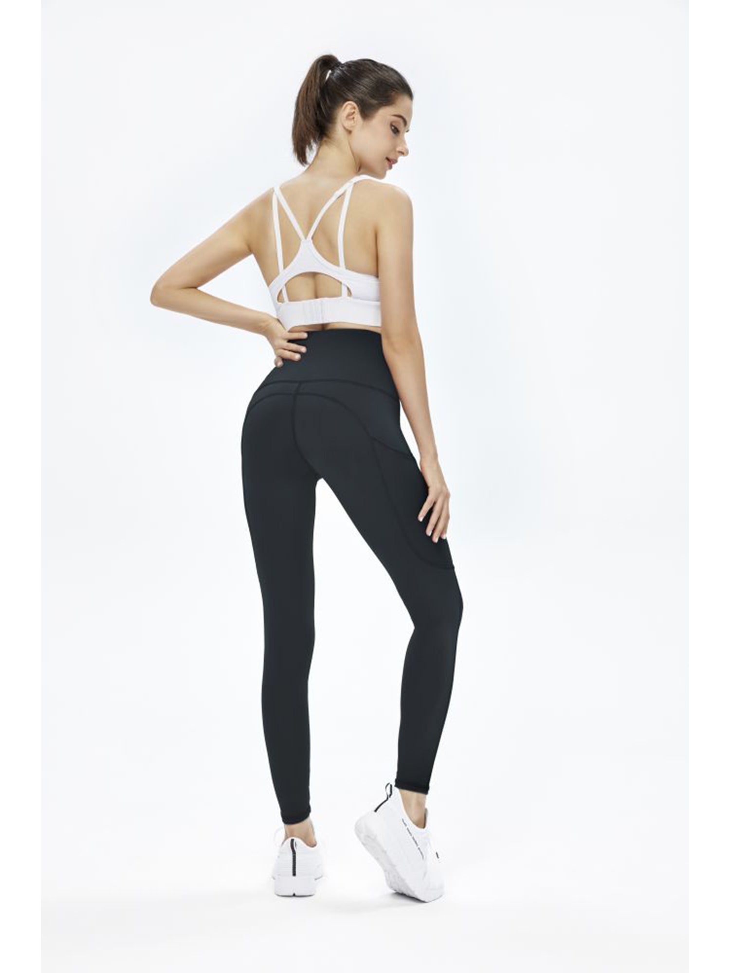 Women's Solid Yoga Pants Side Pockets Four Sides Stretch Leggings