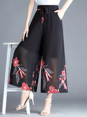 Floral Print High Waist Wide Leg Pants
