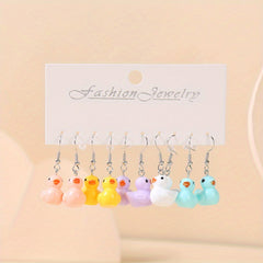 5 Pairs Girls Duck Drop Earrings for Parties and Gifts