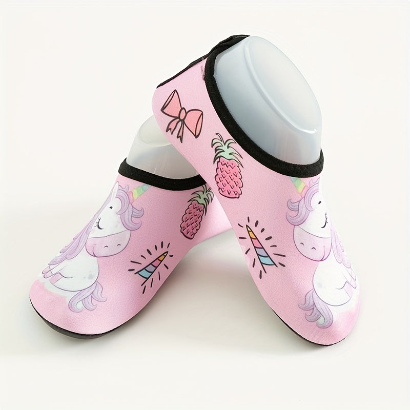 Girl's Cartoon Pony Water Shoes Quick Dry Non Slip Soft Beach Aqua Socks