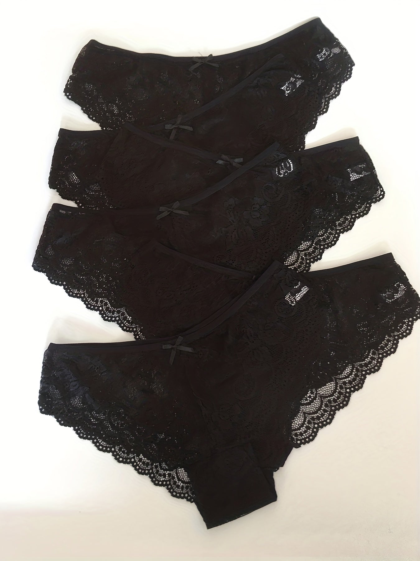 6pcs Lace Stitching Briefs Low Waist Stretchy Panties Women's Lingerie