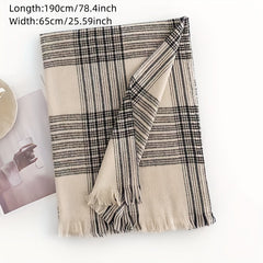 Plaid Warm Scarf Cashmere Scarf Windproof Tassel Scarf