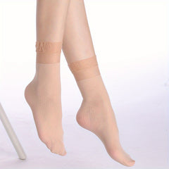 Breathable Guaze Trim Socks Thin Textured Mid Tube Women's Stockings