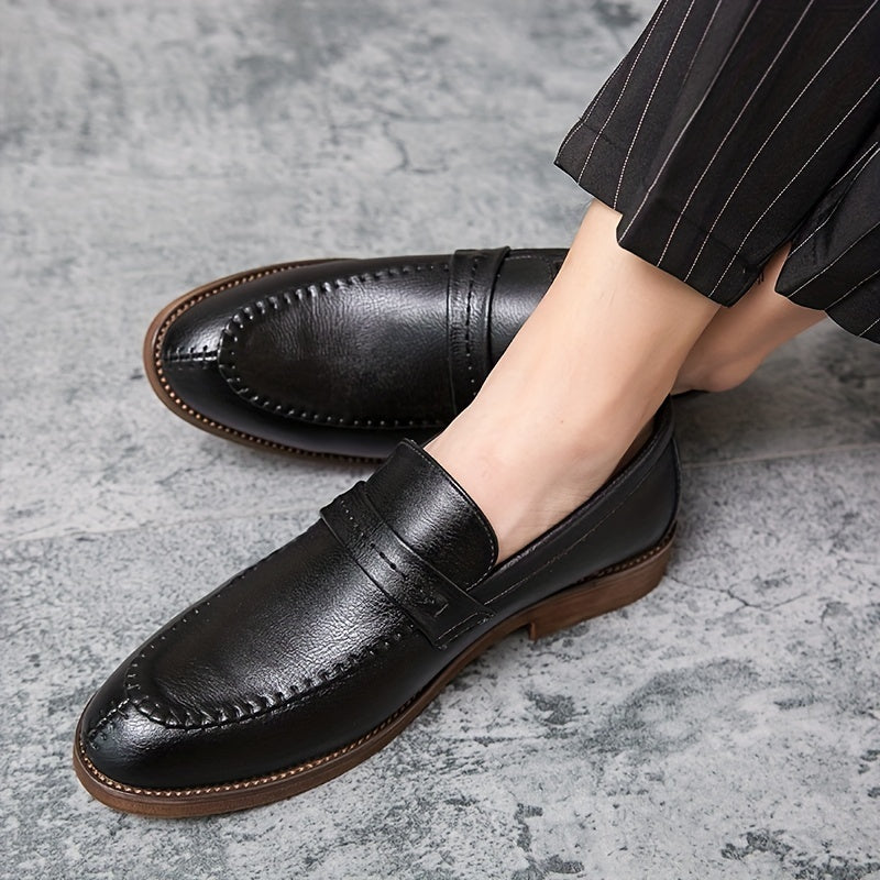 Men's Stitch Detail Loafer Shoes Comfy Non slip Slip On Shoes
