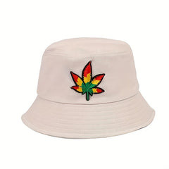 Maple Leaf Embroidered Bucket Hat Unisex Fisherman Cap