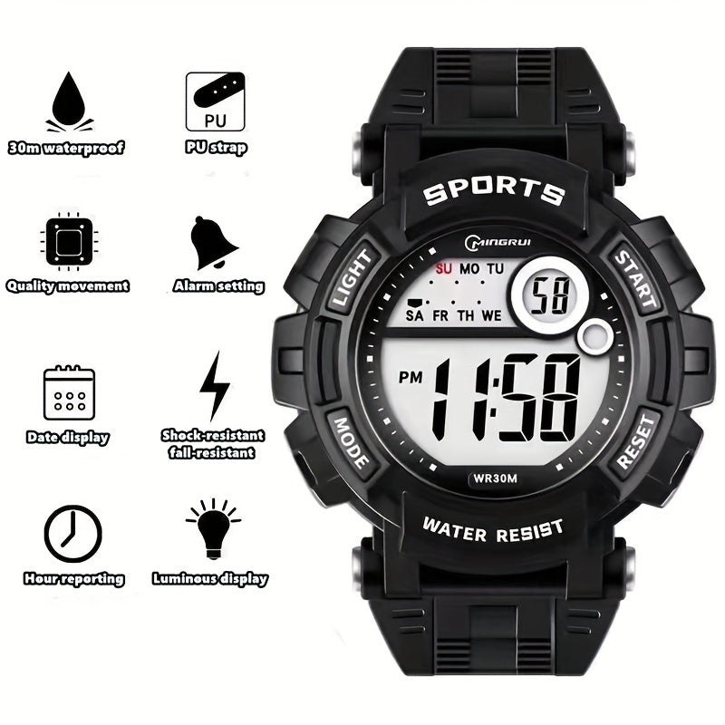 Outdoor Sports Electronic Watch with Function Alarm