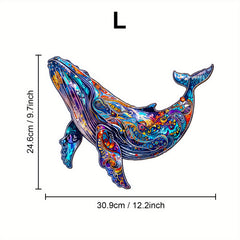 Vibrant Whale Wooden Jigsaw Puzzle - Challenging Brain Teaser for Adults