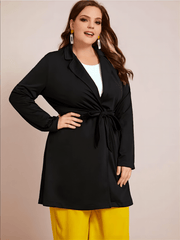 Lapel Collar Blazer Women's Plus Fall Coat