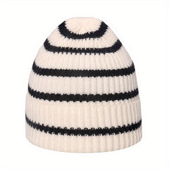 Kids' Striped Woolen Windproof Beanie Hat