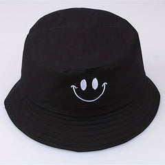 Happy Face Embroidery Bucket Hat Sun Protection Sunshade Hat