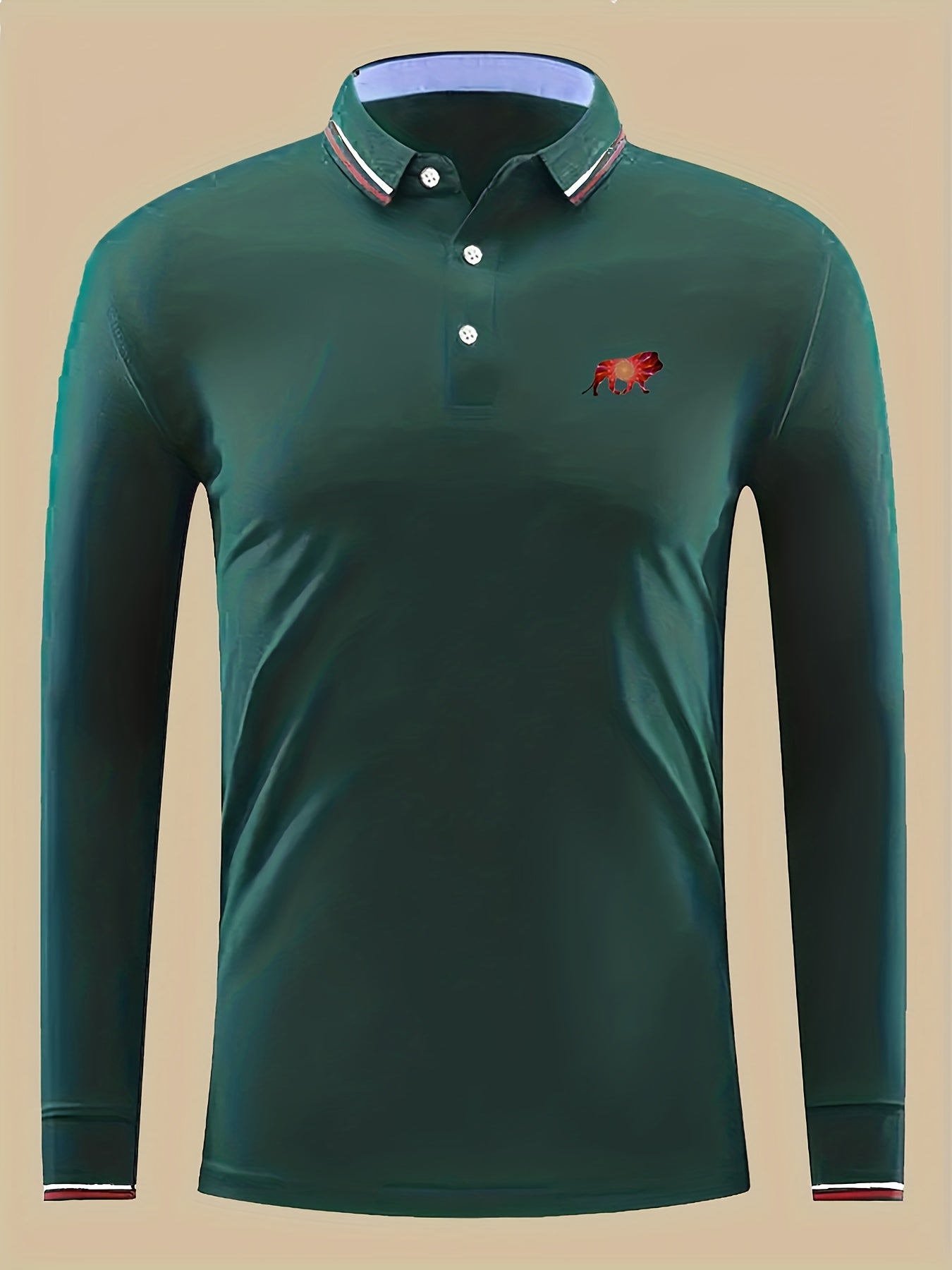 Men's Casual Lion Print Polo Shirt